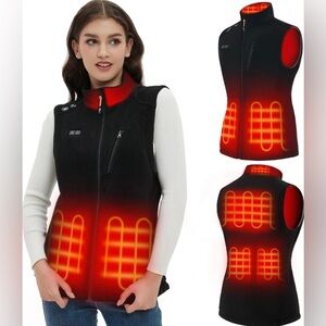 NEW Women’s Heated Fleece Vest with Pockets 6 Heat Zones 3 Heat Levels Size M